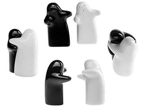 Belle Being Salt and Pepper Shakers Cute Decorative Novelty Hugging Shakers Couple Set Black and White Modern and Vintage Hug Design Easy to Refill and Dispenser Shaker Set - Image 4